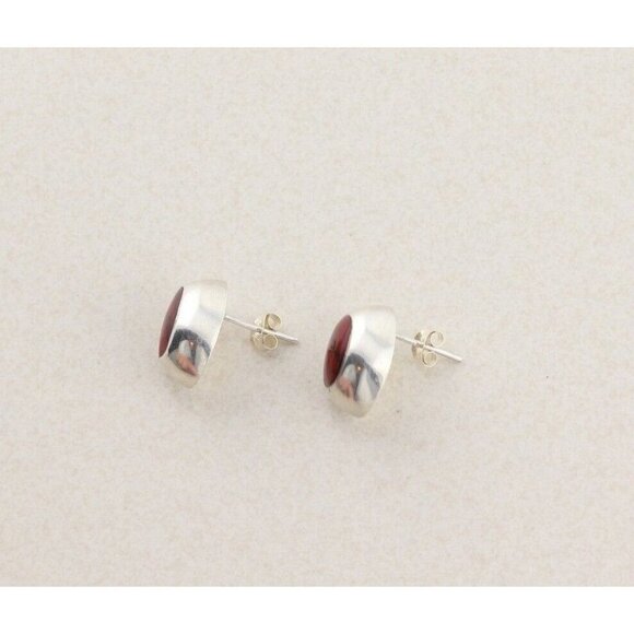 Sterling Silver Red Howlite Earrings Stud Post Earrings - Picture 8 of 8
